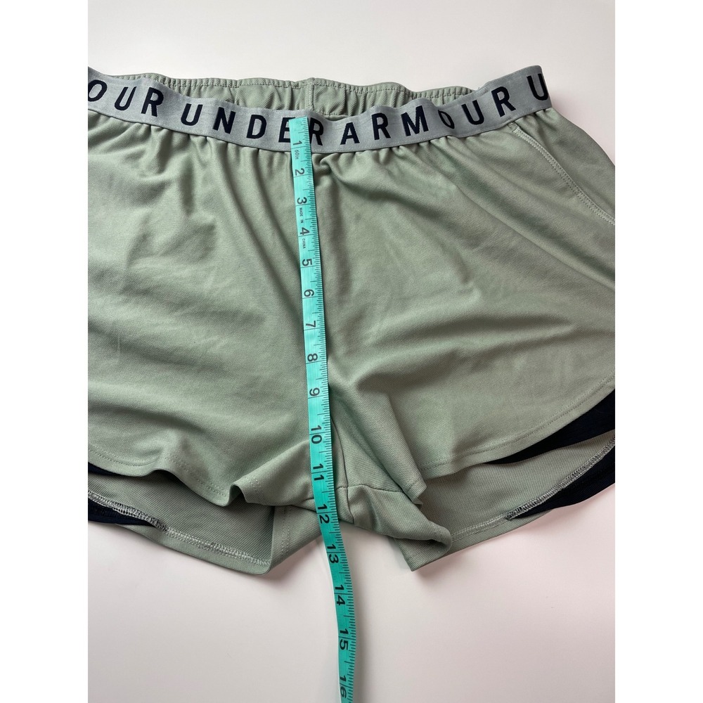 Under Armour HeatGear Shorts Womens XXL Green Black Running Athletic Training - Picture 9 of 10